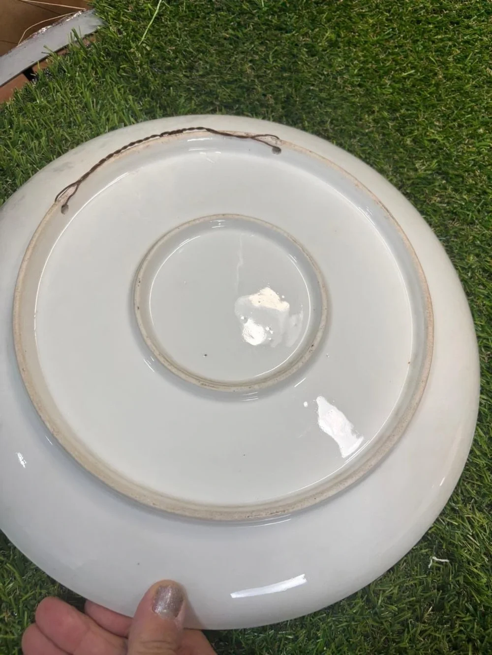 Vintage Crescent China Serving Lot Scenic Platter Floral Bowl Marble Tray 3 Pc